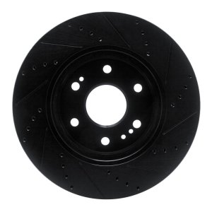 Cadillac Escalade ESV Brake Rotor (1) - Front Left - R1 Concepts - Drilled & Slotted - Black - `19-`26